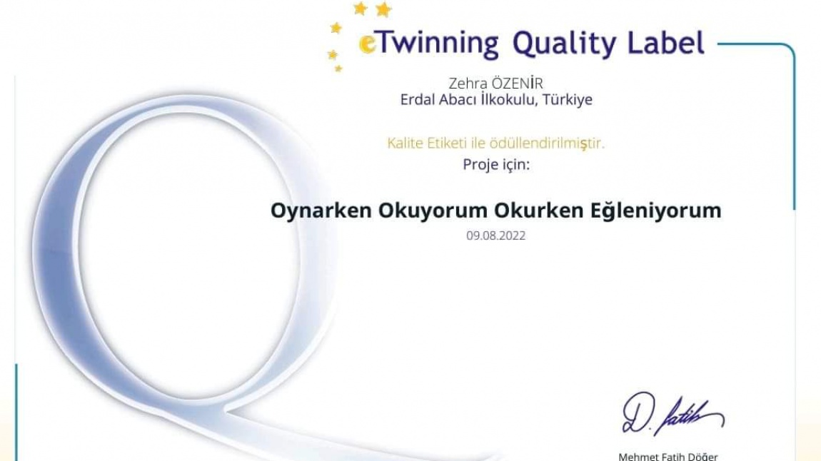 E twinning Ulusal Kalite Etiket ödülü aldık